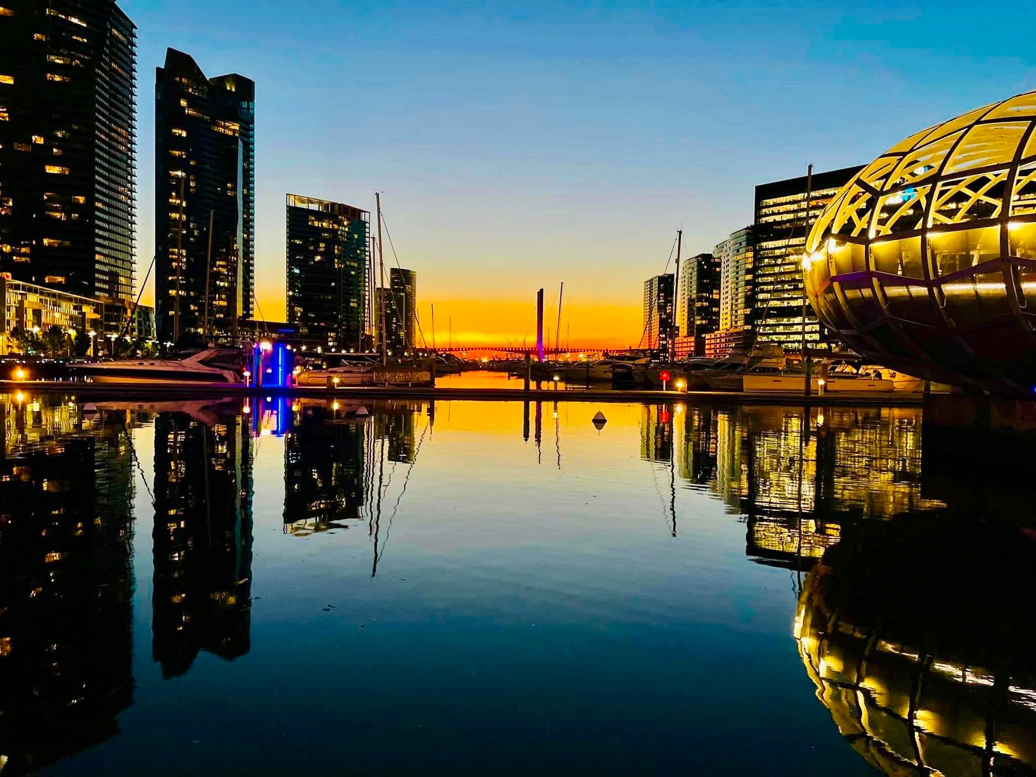 Hooks at the Yarra — waterfront at sunset, Yarra's Edge Docklands